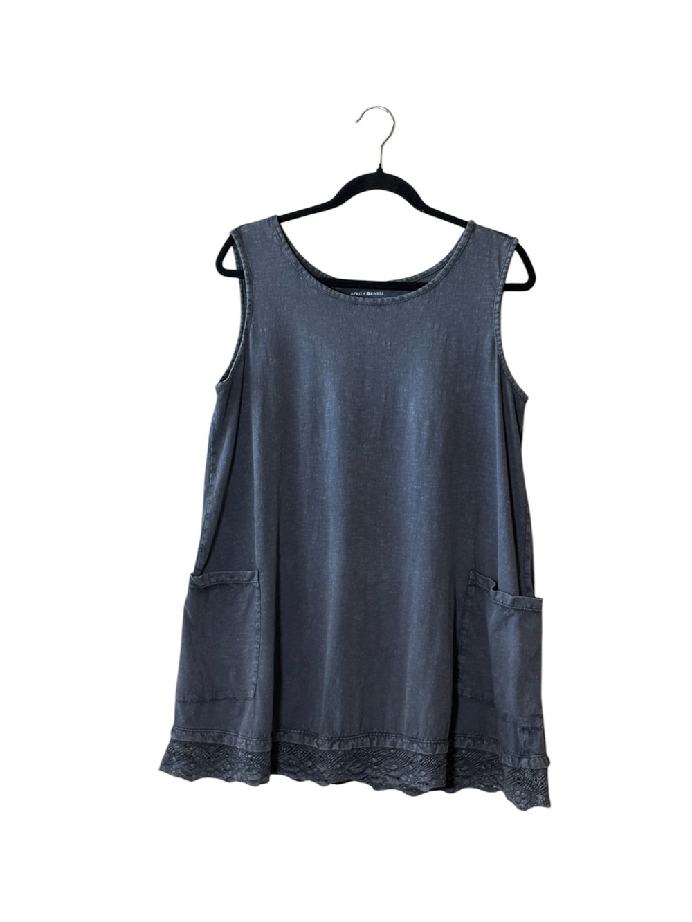 April Cornell  Sleeveless Lace-Hem Tunic,Size S,Made in India,100% Cotton